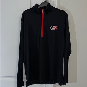Carolina Hurricanes LS T Neck 1/4 Zipper Thin Polyester T shirt Golf Shirt M